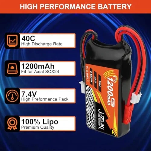 2x 7.4V 1200mAh LiPo Batteries: Power Up Your RC! XH, JST, PH2.0 & Charger Included! Race Ready!